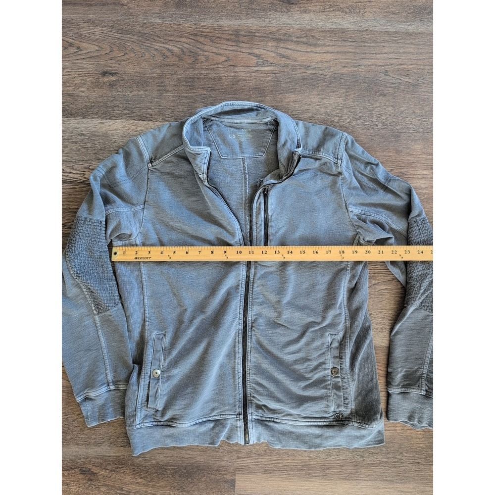 Calvin Klein Full Zip Mock Neck Jersey Jacket Gray Tag Large Fit Medium Y2k Vtg - Picture 8 of 16